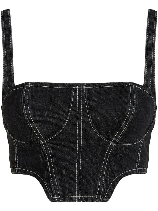 Cropped Denim Tank Top