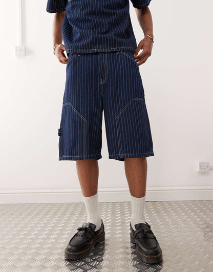 Denim Pinstripe Carpenter Short Co-Ord