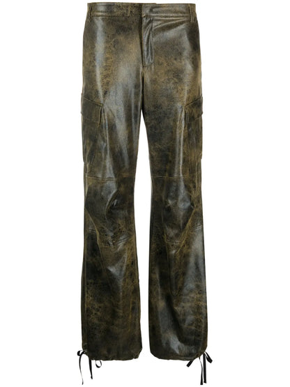 Distressed-Effect Tapered Trousers