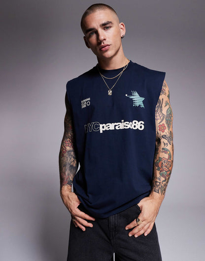 Oversized Tank With Sports Graphic