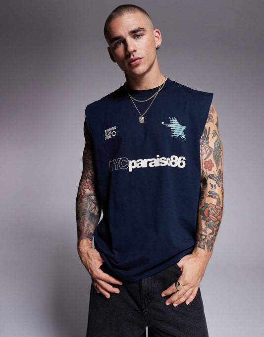 Oversized Tank With Sports Graphic