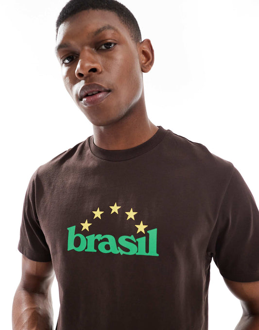 Cropped T-Shirt With Brasil Sports Graphic