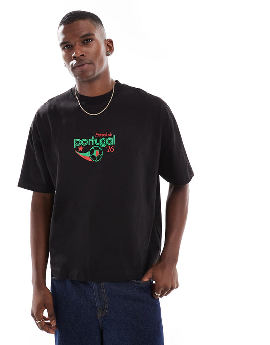 Boxy Oversized T-Shirt With Portugal Sports Graphic
