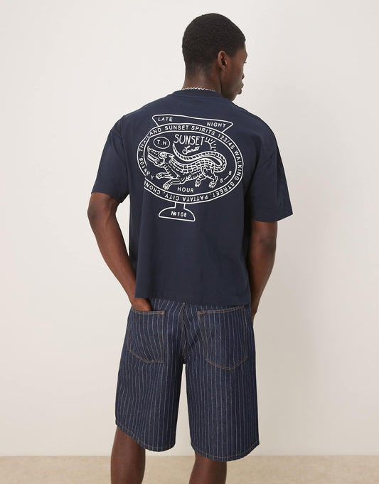 Boxy Oversized T-Shirt With Back City Graphic