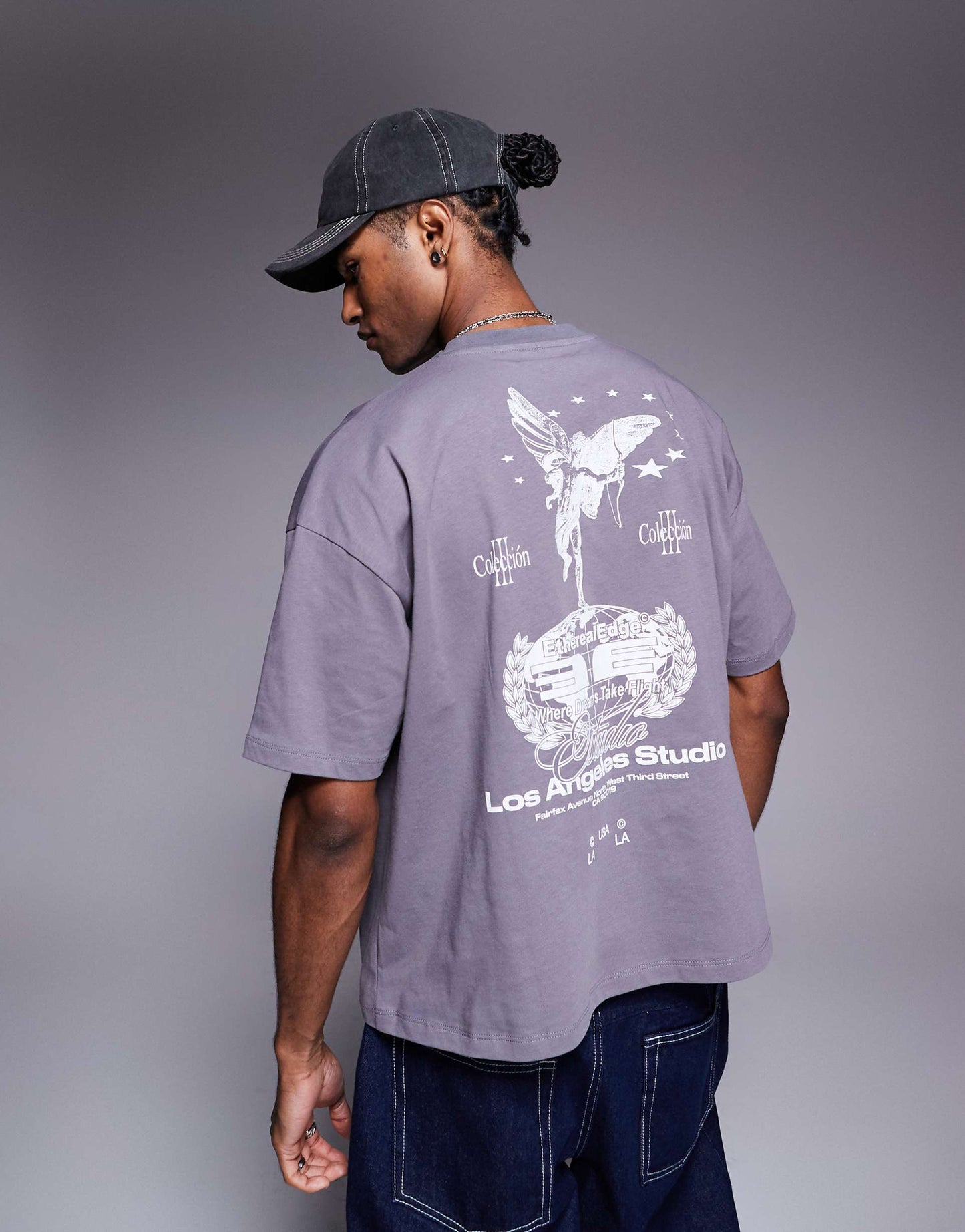 Boxy Oversized T-Shirt With Cherub Street Graphic