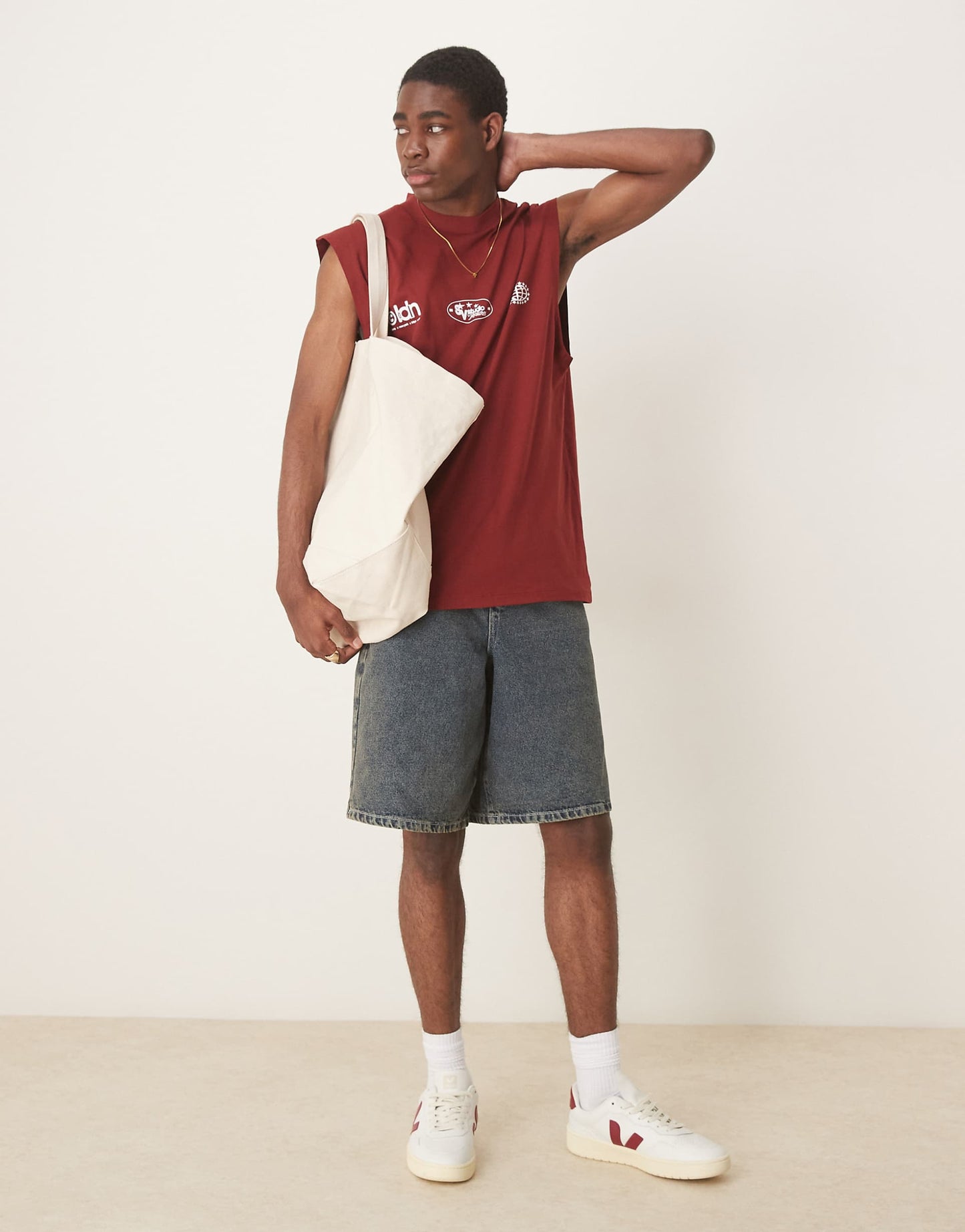 Boxy Oversized Tank With Text Graphic