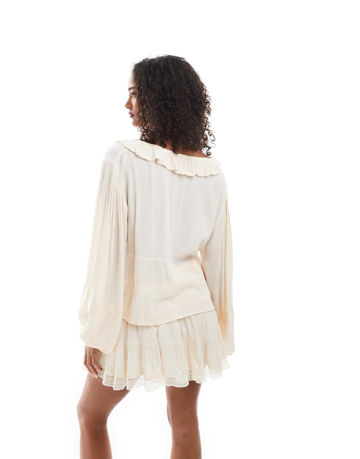 Ruffle Detail Blouse With Lace Co-Ord