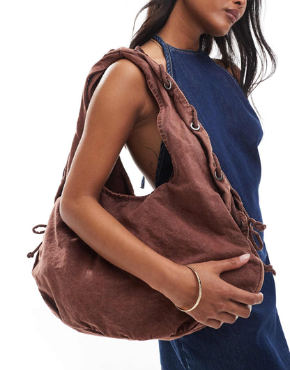 Canvas Bag With Lace Detail