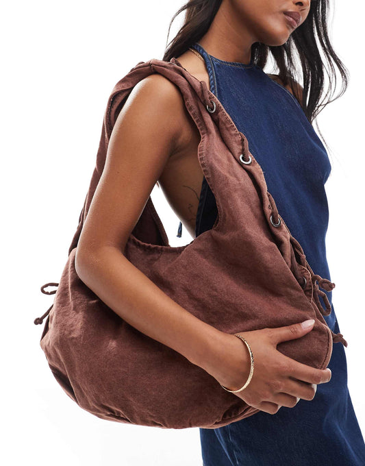 Canvas Bag With Lace Detail