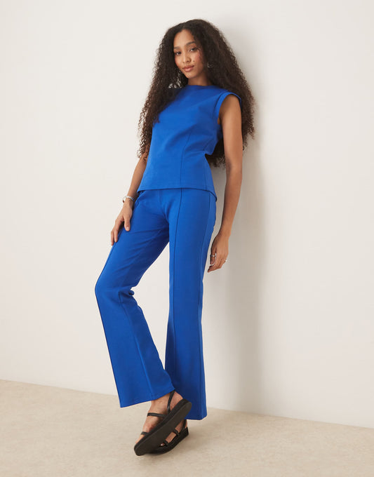 Seam Detail Interlock Co-Ord Flared Trouser
