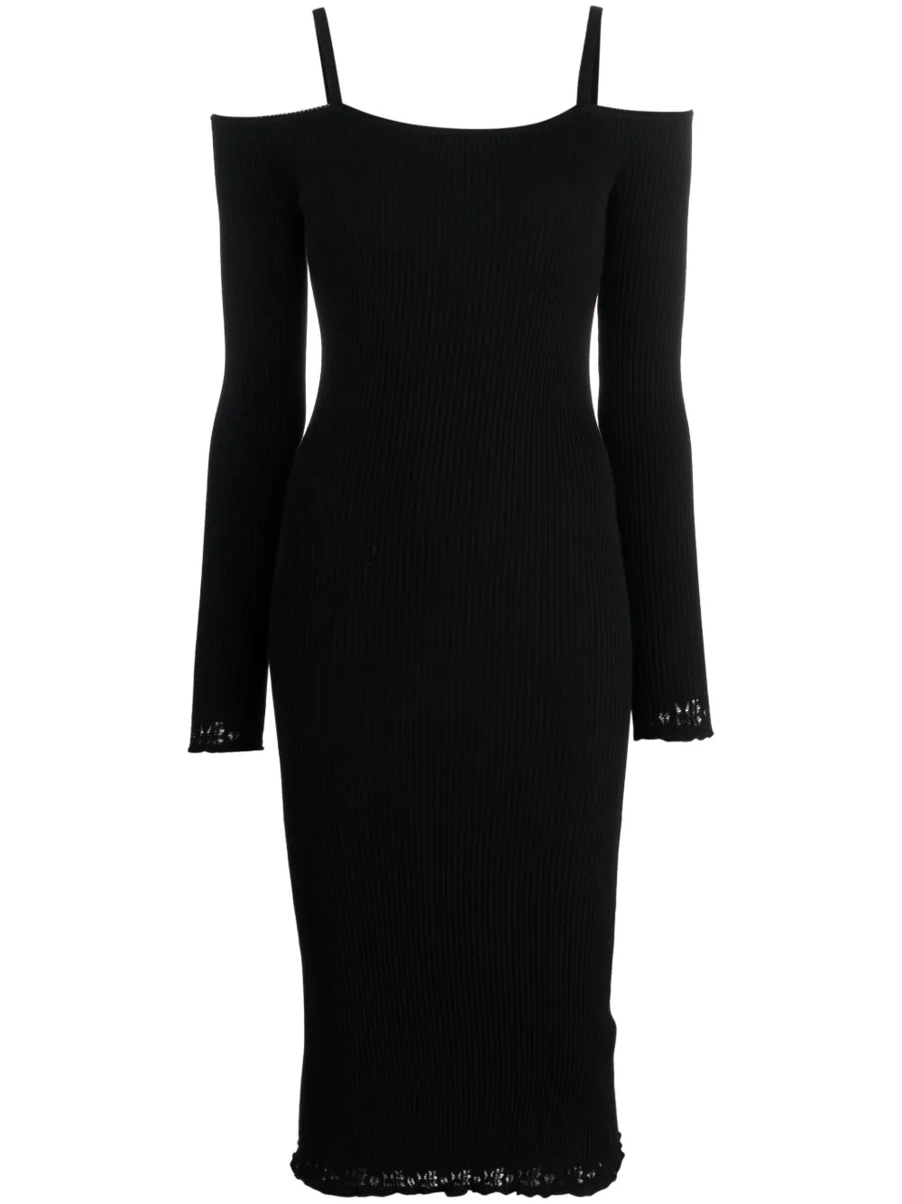 Lace-Trim Cold-Shoulder Dress