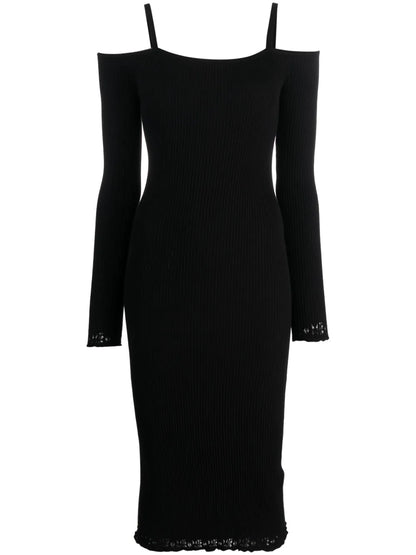 Lace-Trim Cold-Shoulder Dress