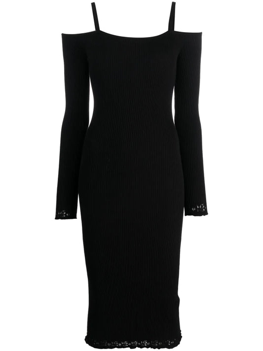 Lace-Trim Cold-Shoulder Dress