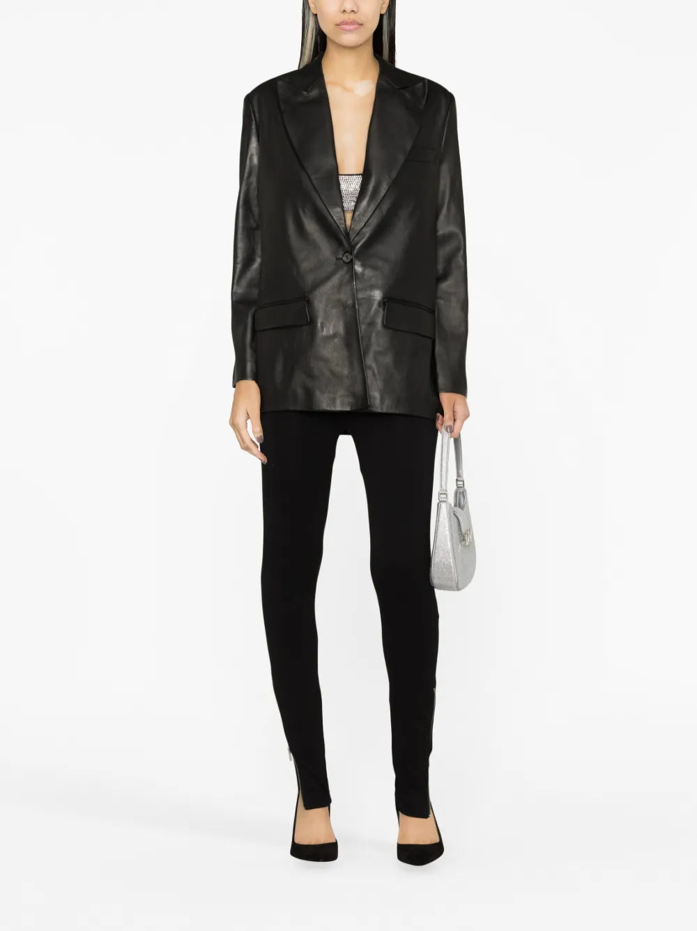 Peak-Lapels Sheepskin Blazer