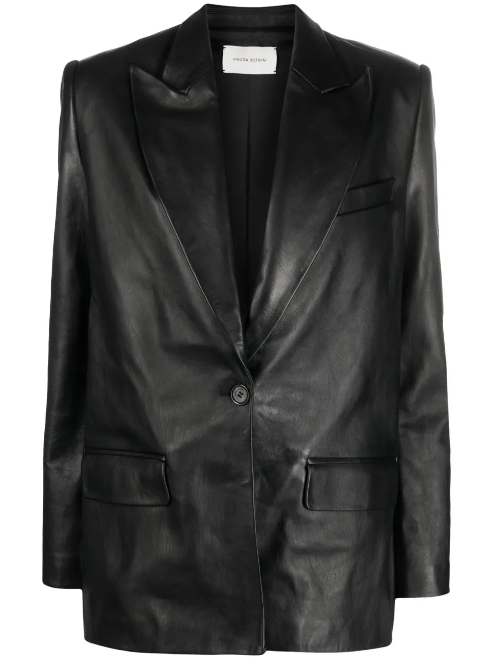 Peak-Lapels Sheepskin Blazer