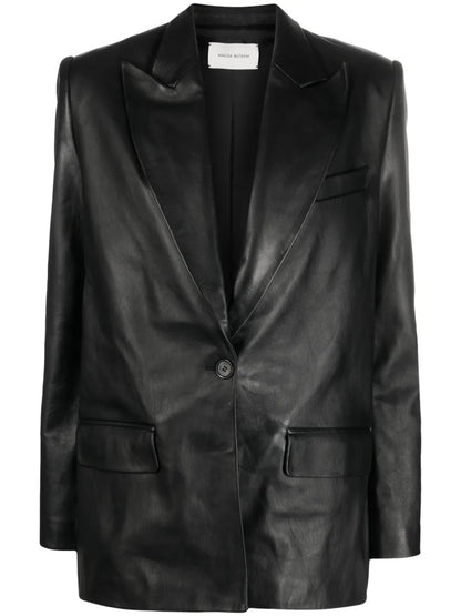 Peak-Lapels Sheepskin Blazer
