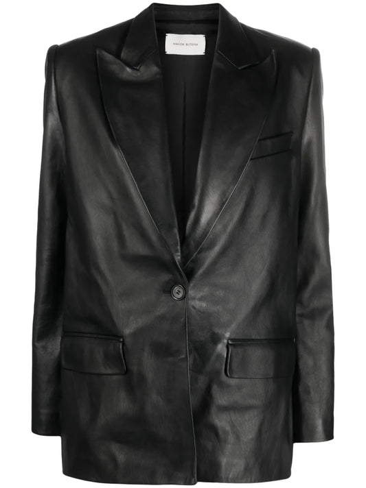 Peak-Lapels Sheepskin Blazer