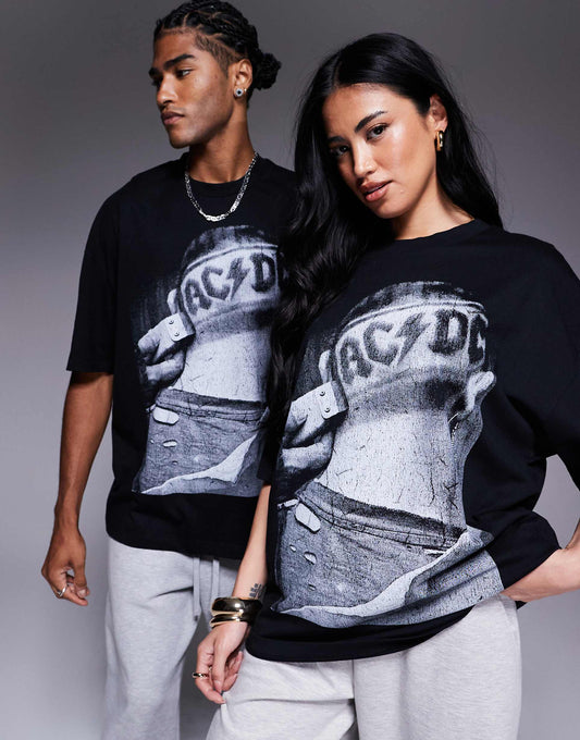 Unisex Oversized T-Shirt With Ac/Dc Print