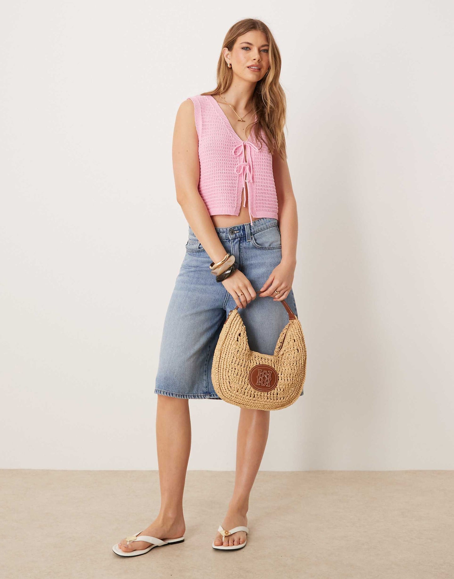 Tie Front Stitch Detail Waistcoat