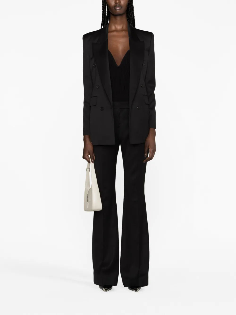 High-Waist Wool Flared Trousers