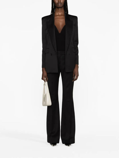 High-Waist Wool Flared Trousers