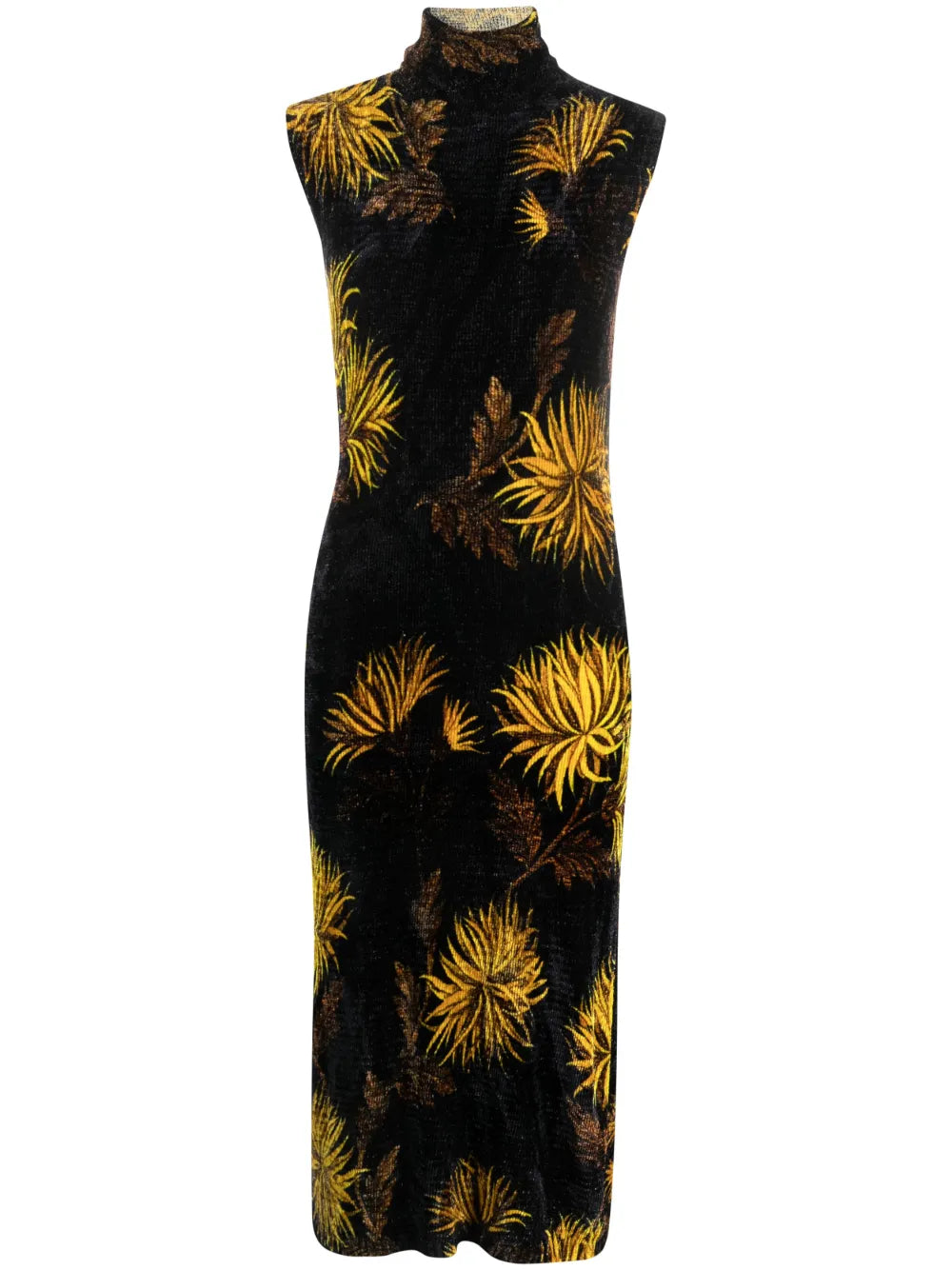 Floral-Print Corduroy Midi Dress
