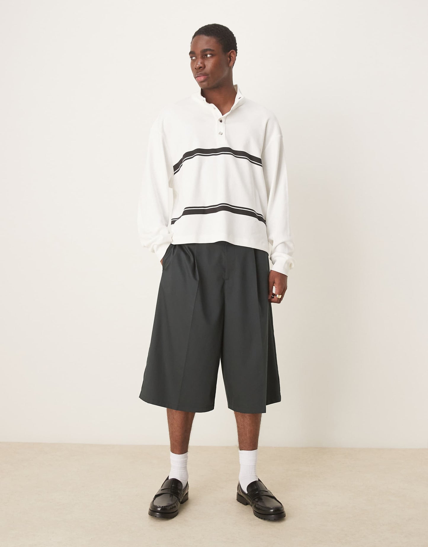 Oversized Bermuda Short With Pintucks