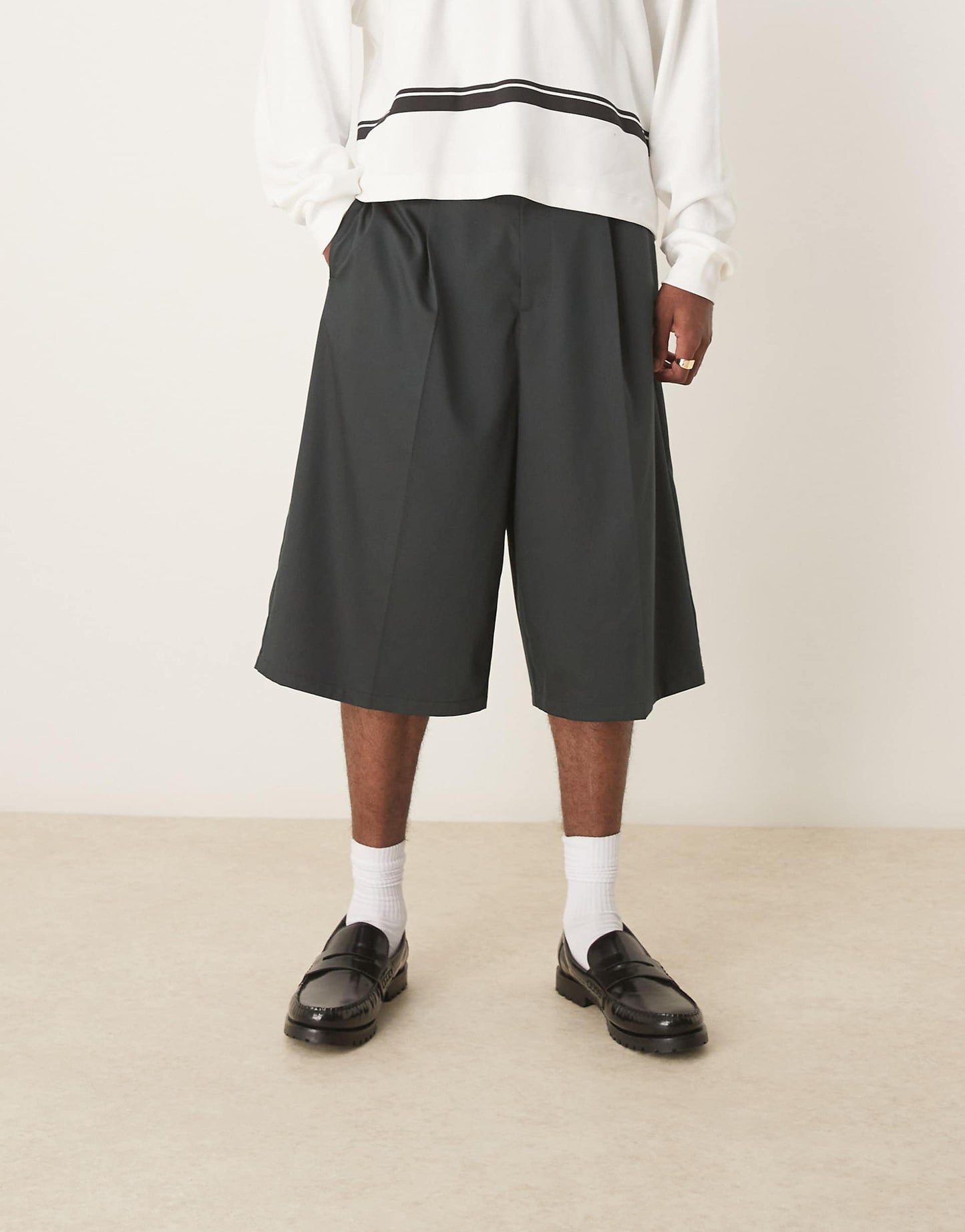 Oversized Bermuda Short With Pintucks