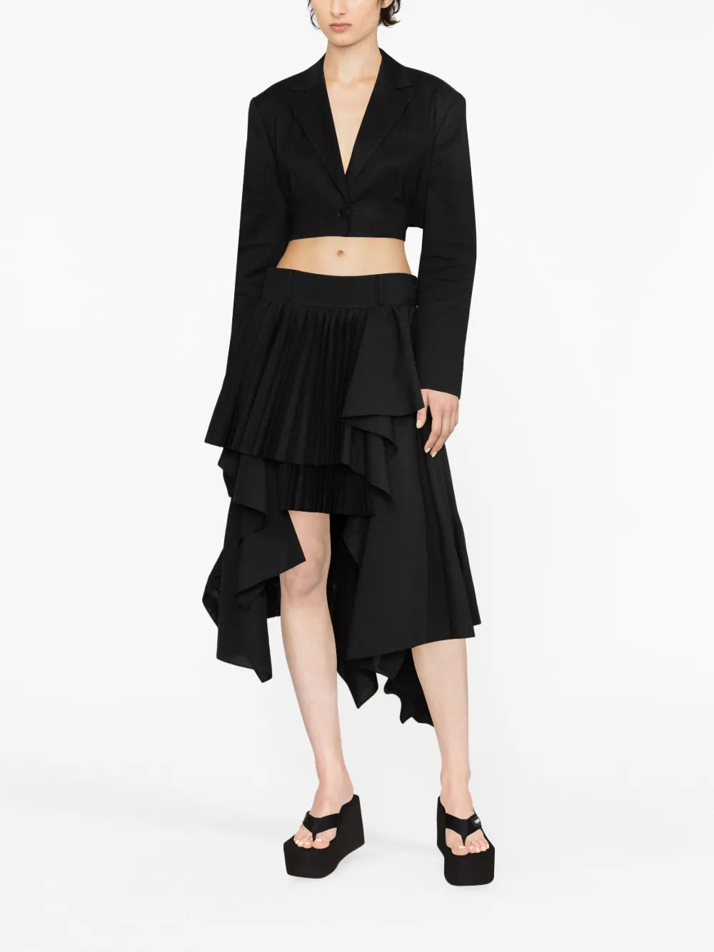 Asymmetric Pleated Skirt
