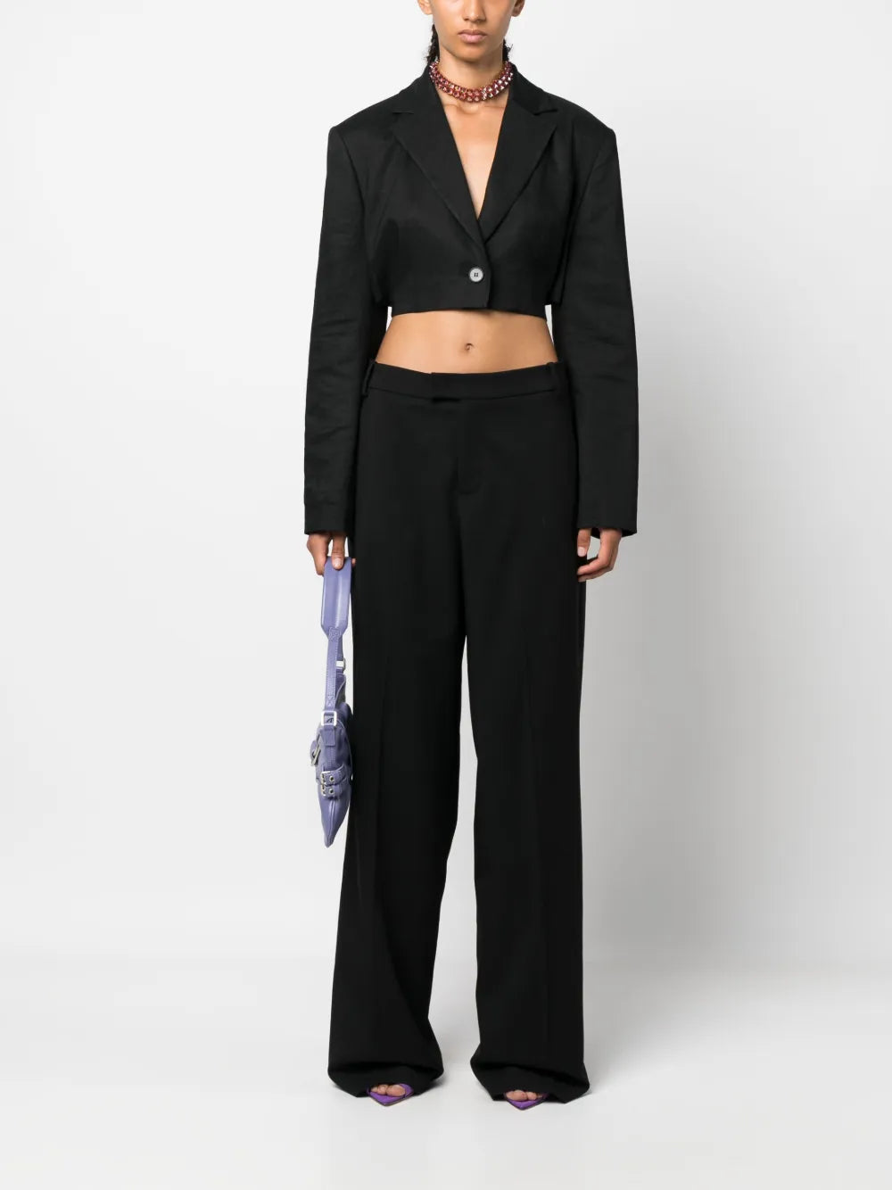 Pressed-Crease Twill Straight-Leg Trousers