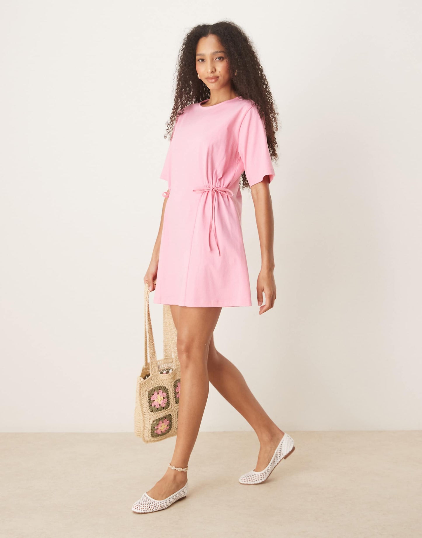 Tie Side Cinched Waist Shirt Dress