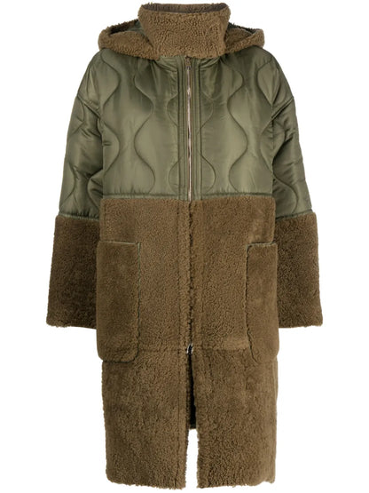 Panelled Quilted Hooded Jacket