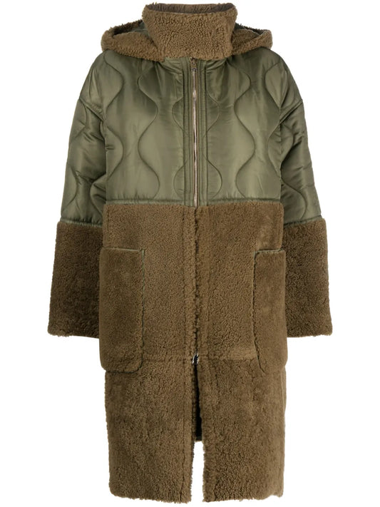 Panelled Quilted Hooded Jacket