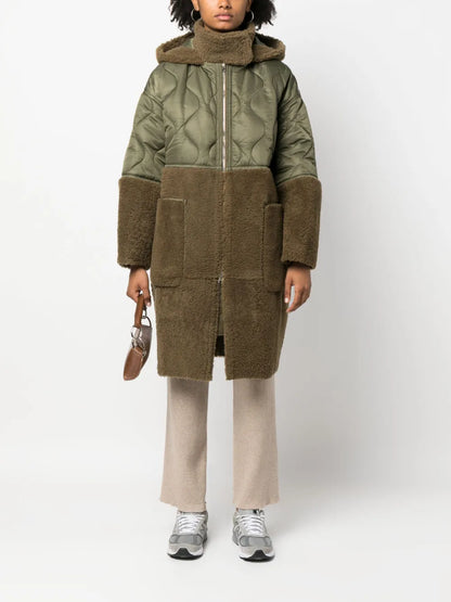 Panelled Quilted Hooded Jacket