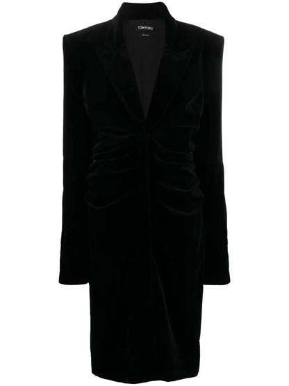 Plunging V-Neck Velvet Midi Dress