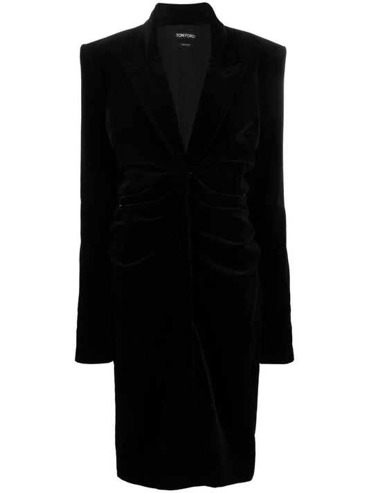 Plunging V-Neck Velvet Midi Dress