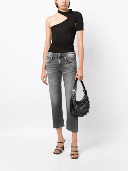 Distressed-Effect Cropped Jeans