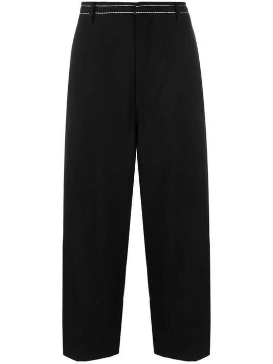 Contrast-Stitching Cropped Trousers