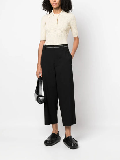 Contrast-Stitching Cropped Trousers
