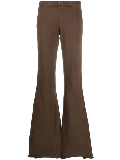 Washed-Effect Flared Trousers