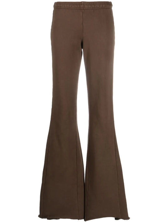 Washed-Effect Flared Trousers
