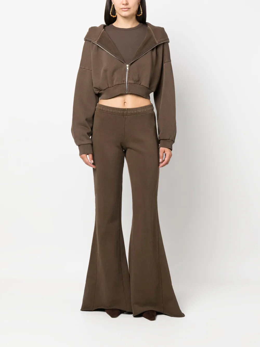 Washed-Effect Flared Trousers