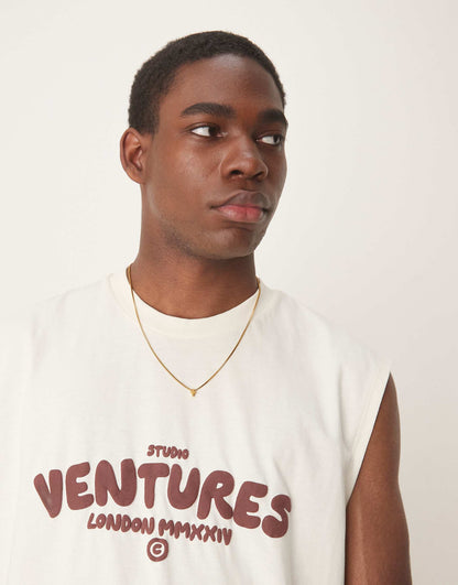 Oversized Vest With Front Text Print