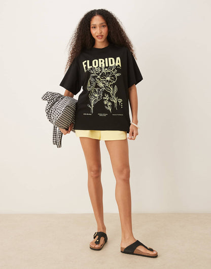 Oversized T-Shirt With Florida Graphic