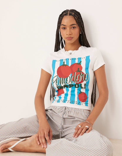 Baby Tee With Tomato Graphic