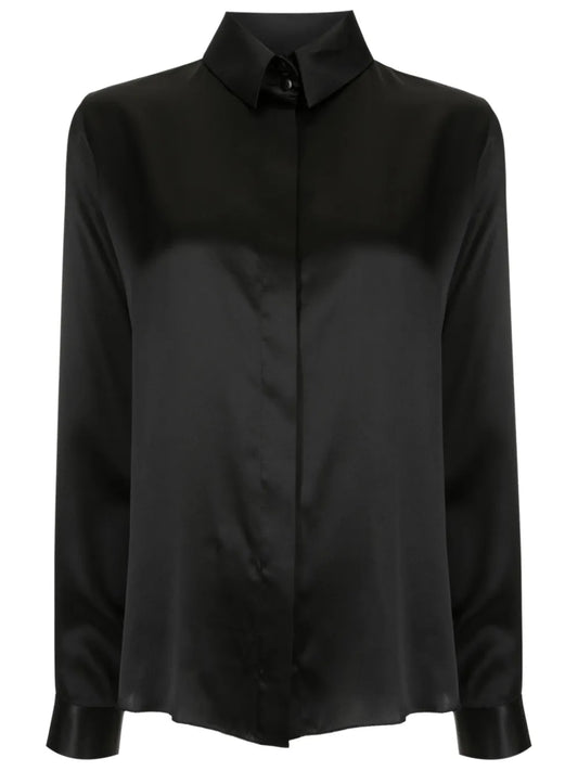 Long-Sleeve Satin Shirt