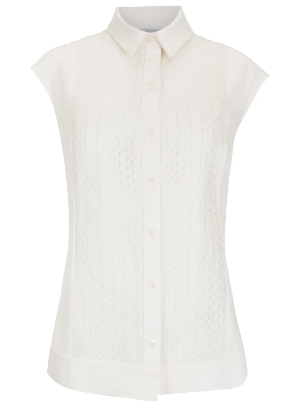 Cap-Sleeved Button-Up Shirt