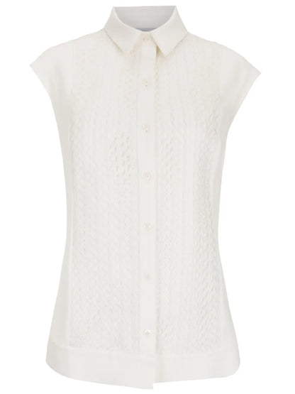 Cap-Sleeved Button-Up Shirt