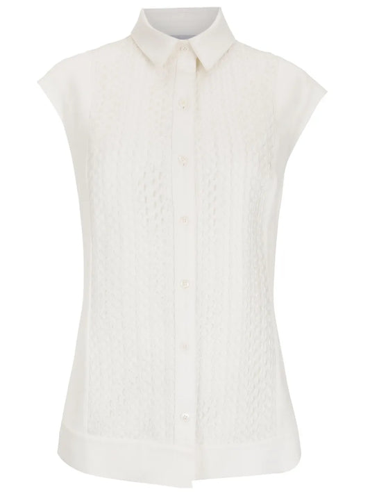Cap-Sleeved Button-Up Shirt