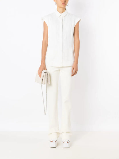 Cap-Sleeved Button-Up Shirt